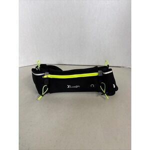 Junletu Hydration Running Belt Black Neon Yellow Reflective Waist Pack Pouch‎